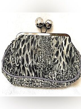 Lisbeth Dahl Silver Silky Animal
Print Clutch Kiss-Lock Clutch - Black & White